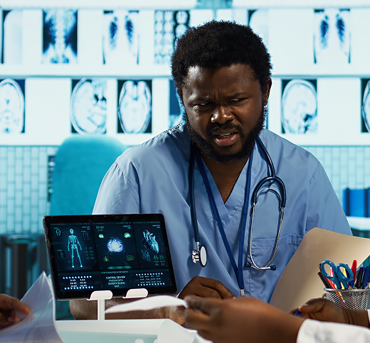 Clinician reviewing patient data